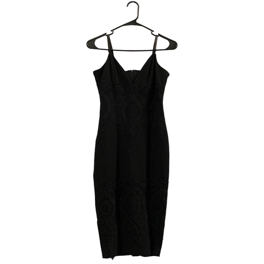 Lulu's Can't Deny It Black Lace Bodycon Midi Dress LBD S